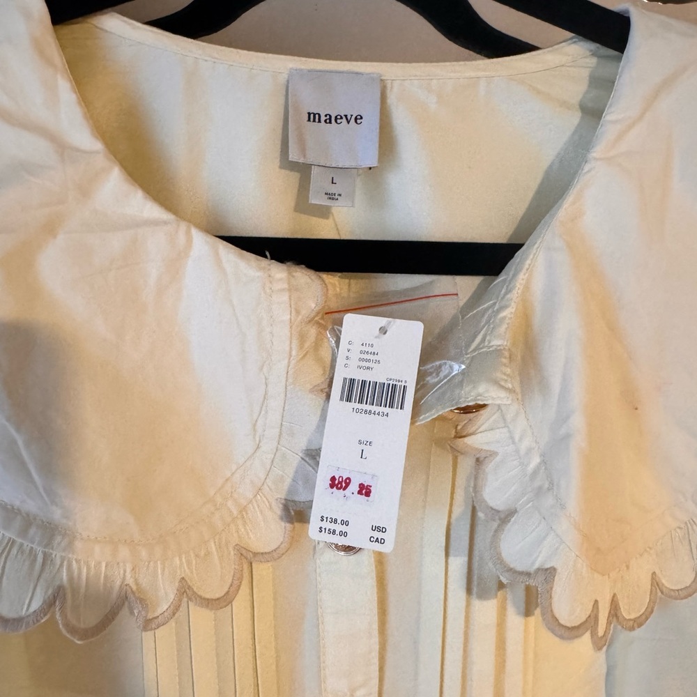 Maeve Ivory Scalloped Collar Blouse - Picture 2 of 3